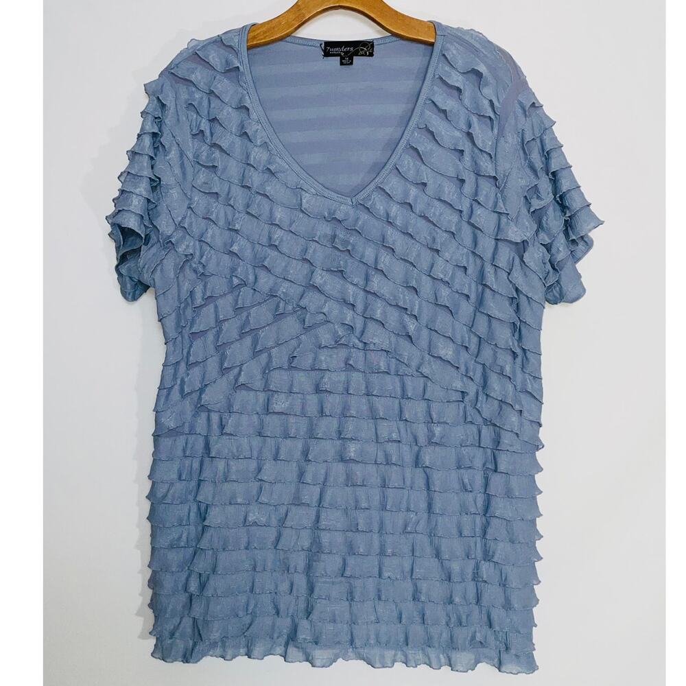 7 Wonders Woman Ruffle Tank - Women's Size 1X‎ - Beautiful Periwinkle